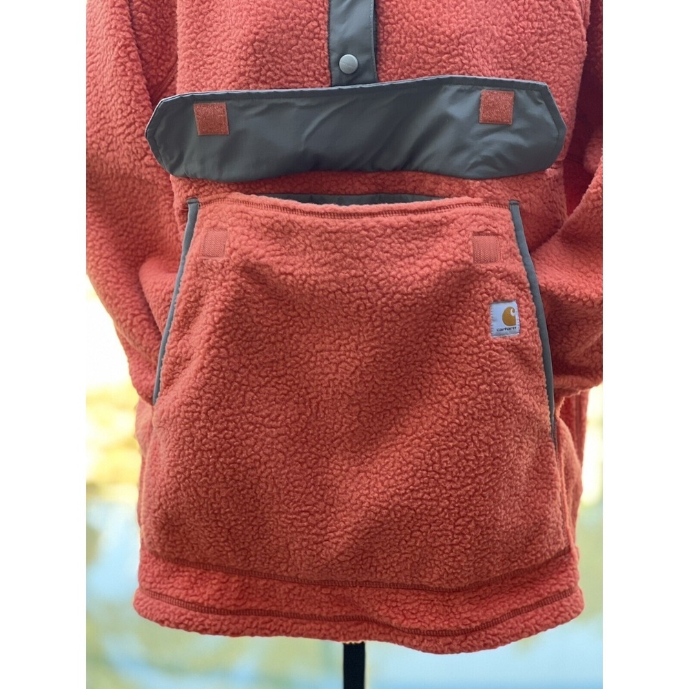 Carhartt Women's Relaxed Fit Sherpa Fleece Pullover Snap Jacket - 2XL Orange - Picture 5 of 10